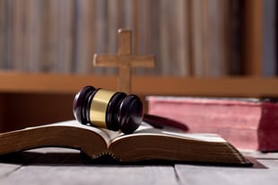 Gavel and Bible symbolizing the intersection of Christianity and politics